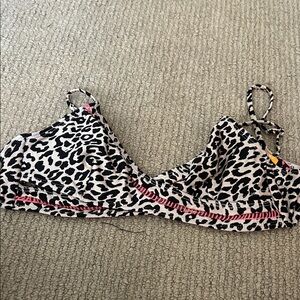 No Boundaries Pink and Black Animal Print Bikini Top